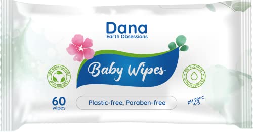 Dana Baby Wet Wipes with Purified Water for Cleaning Sensitive Newborn Skin and Body | Biodegradable No Plastic No Alcohol and No Paraben Babywipes and Waterwipes