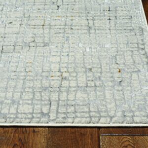 7' Gray And Black Abstract Area Rug