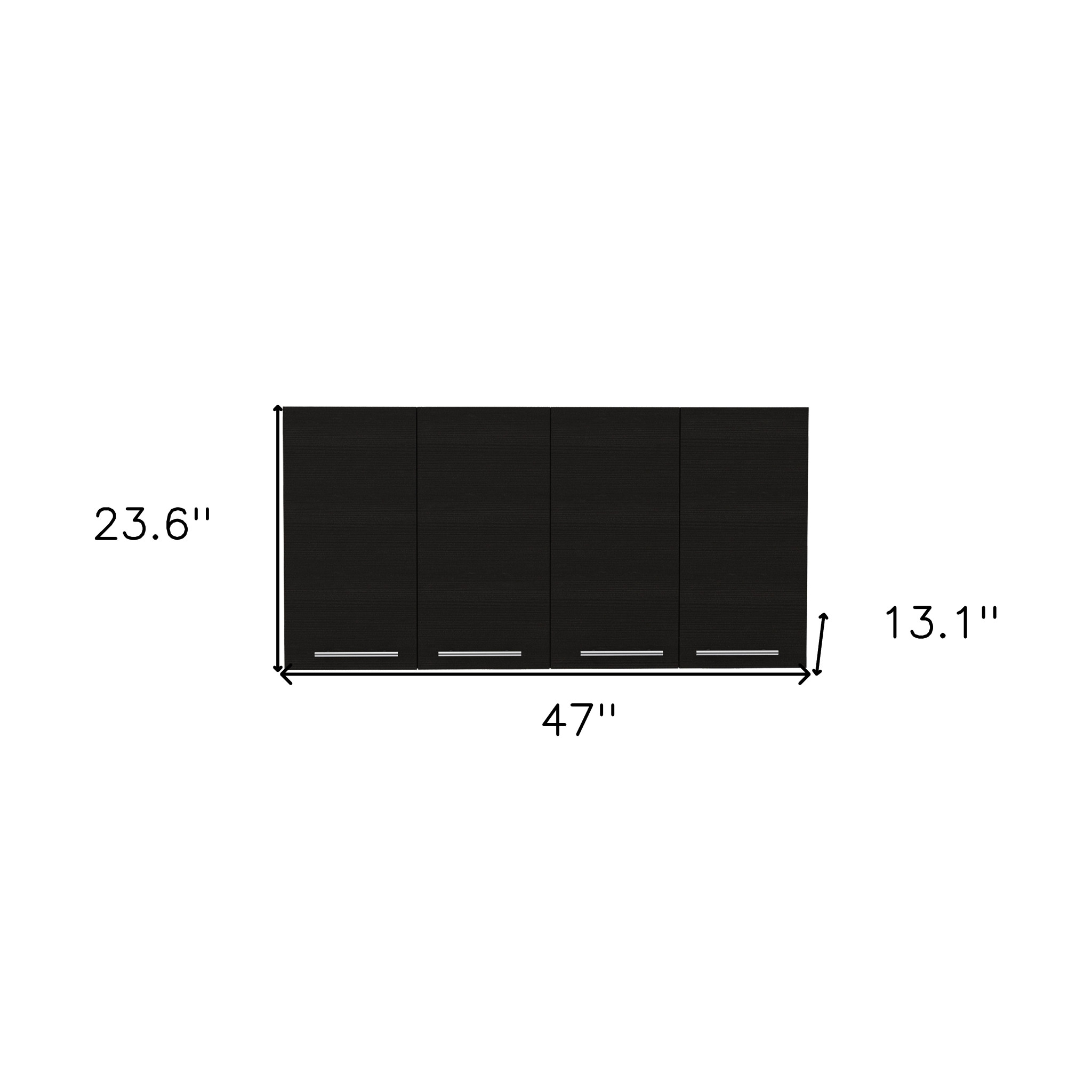 47" Black Wood Wall Mounted Accent Cabinet With Four Doors - Image 7