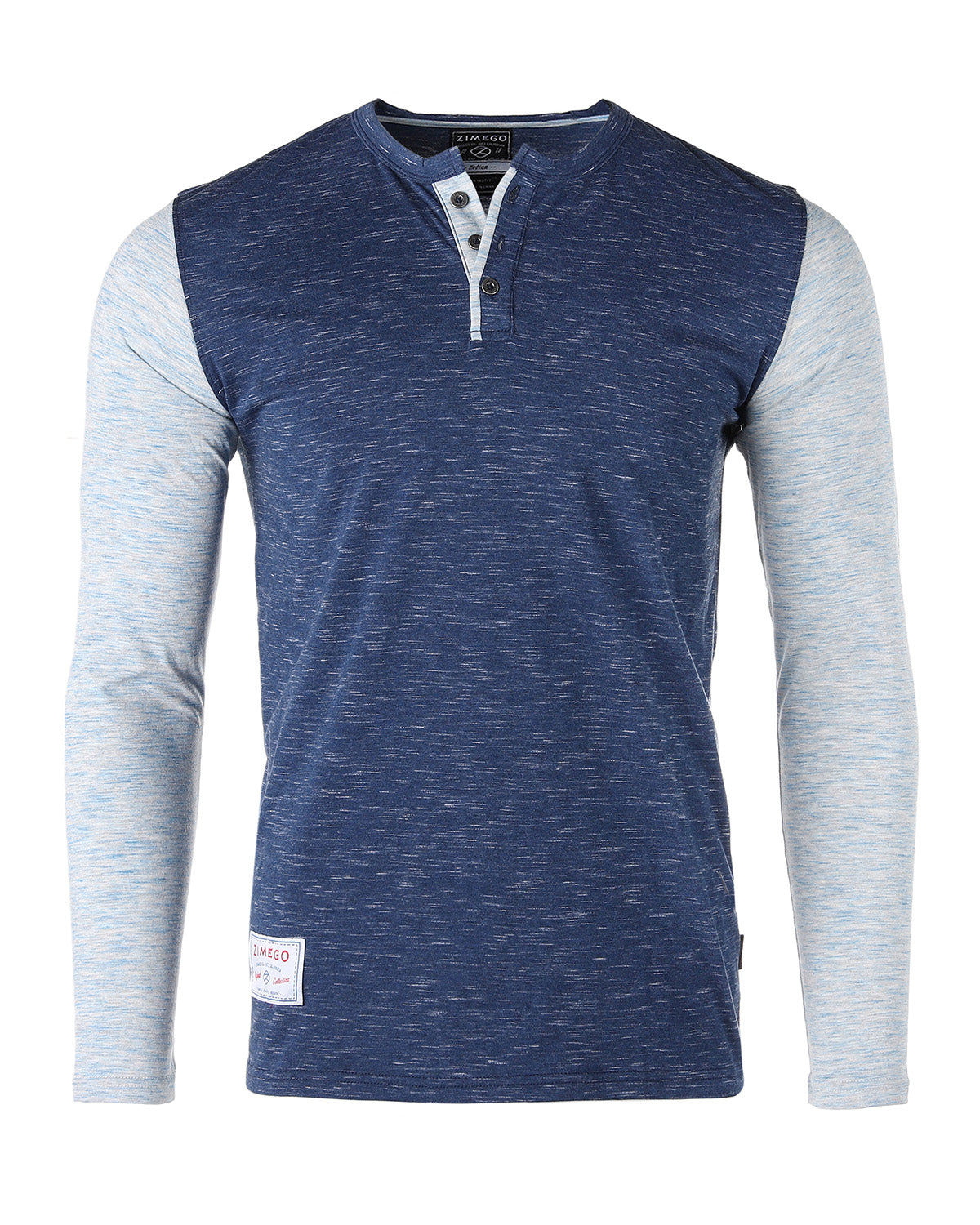 ZIMEGO Mens Contrast Long Sleeve Casual Button Up Henley Athletic T Shirt - Image 15