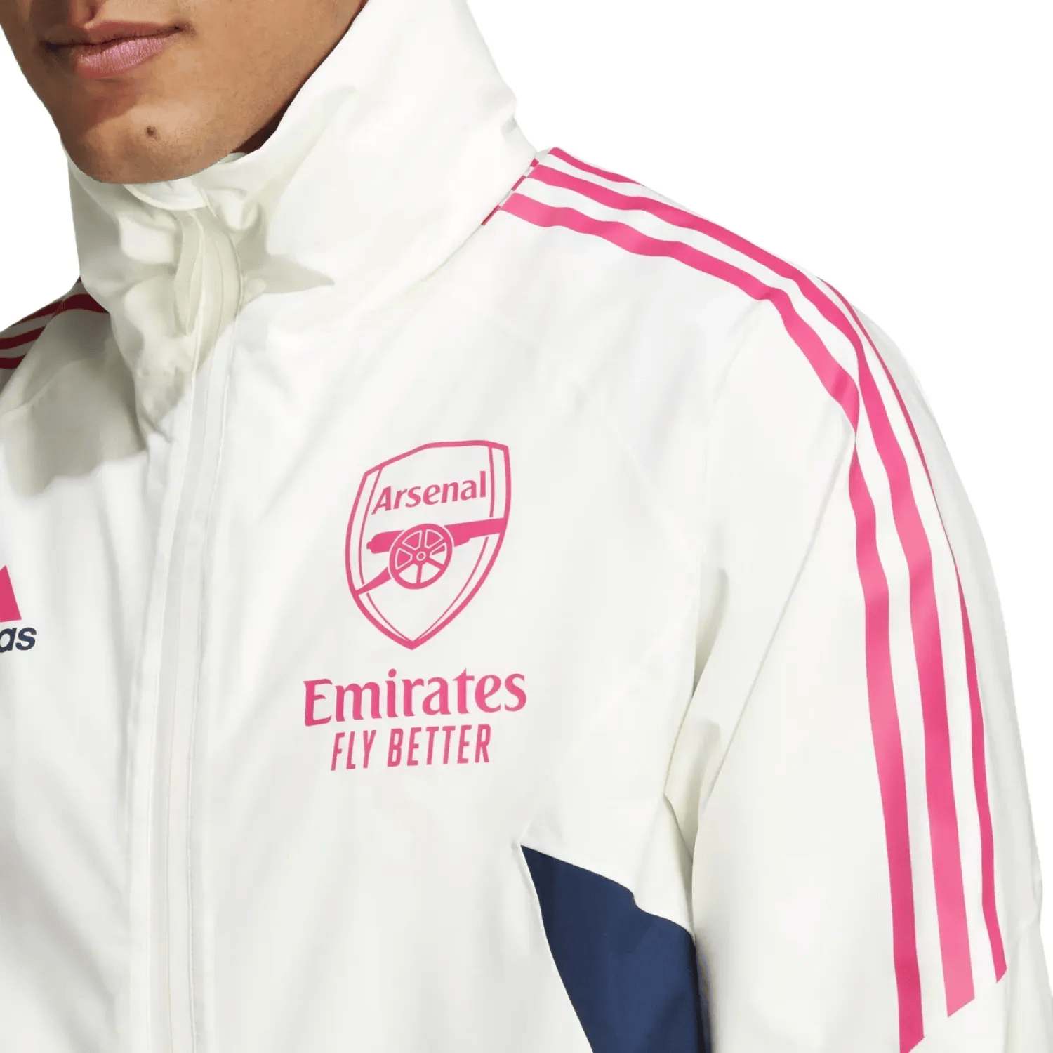 Arsenal FC waterproof Pro windbreaker jacket 2023 white/blue - Adidas - Image 4