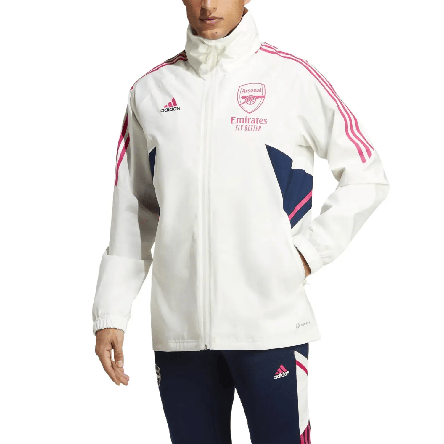 Arsenal FC waterproof Pro windbreaker jacket 2023 white/blue - Adidas - Image 2